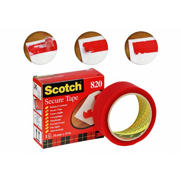 Adesivo 3m Scotch Secure Tape Antieffrazione 35x33 Rosso Scotch 93008 3134375014588