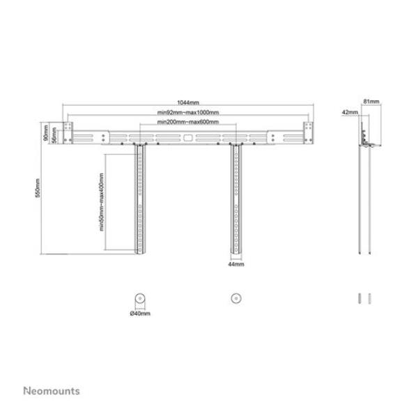 Supporto sounbar AWL29-750BL1, compatibile con Neomounts by Newstar, design leggero e strettamente compatto per un sistema audio ottimale. 8717371449162 | initpc.it