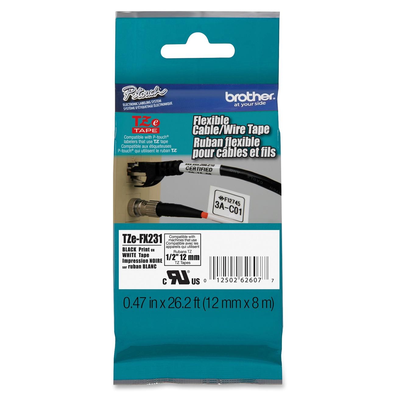Nastro per stampanti Brother, larghezza 12mm, colore nero e bianco, flessibile. Utilizzato per creare emblemi e segni su tessuti ed altri materiali. 4977766691741 | initpc.it