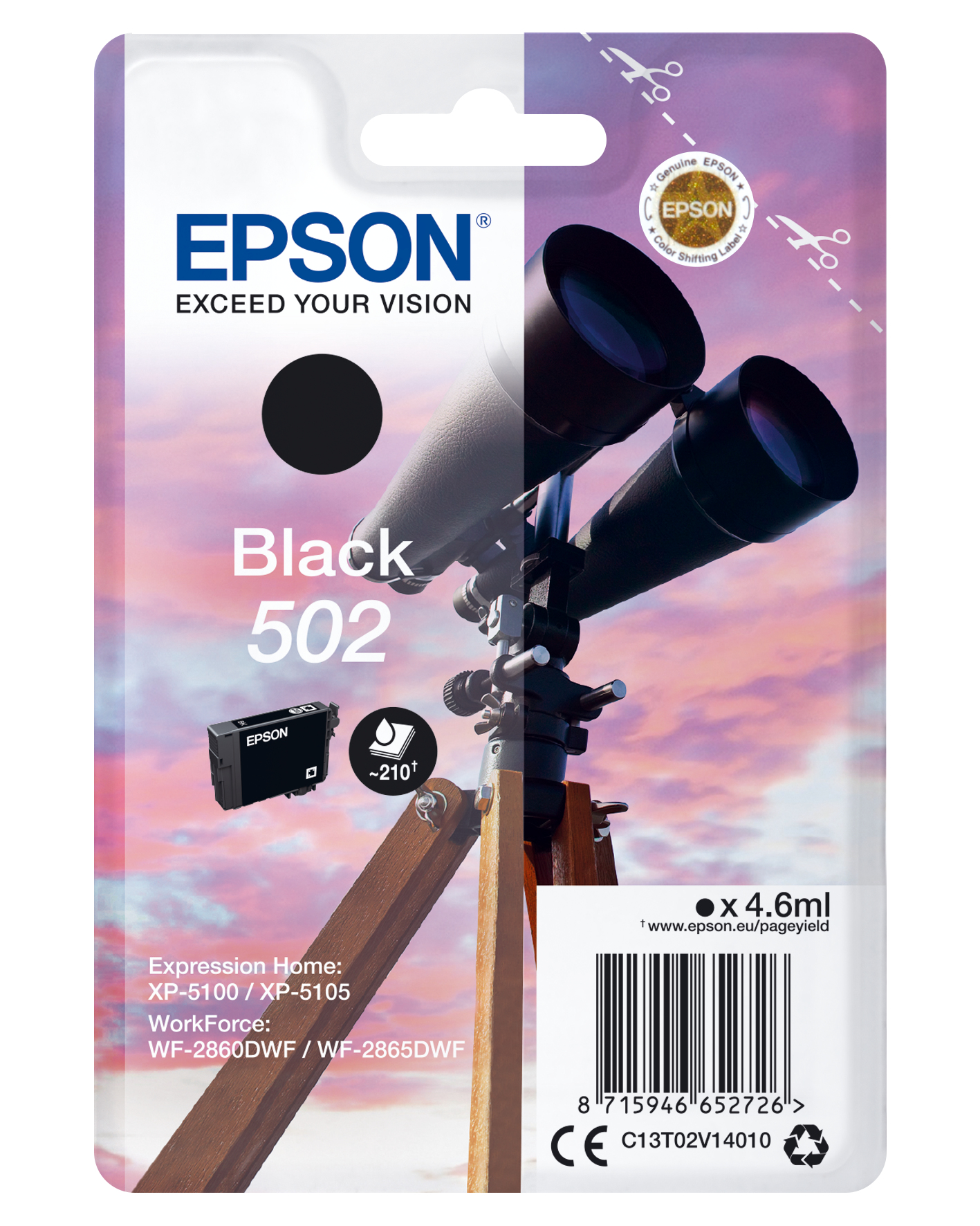 Binoculars Singlepack Black Epson Consumer Ink S1 C13t02v14010 8715946652726