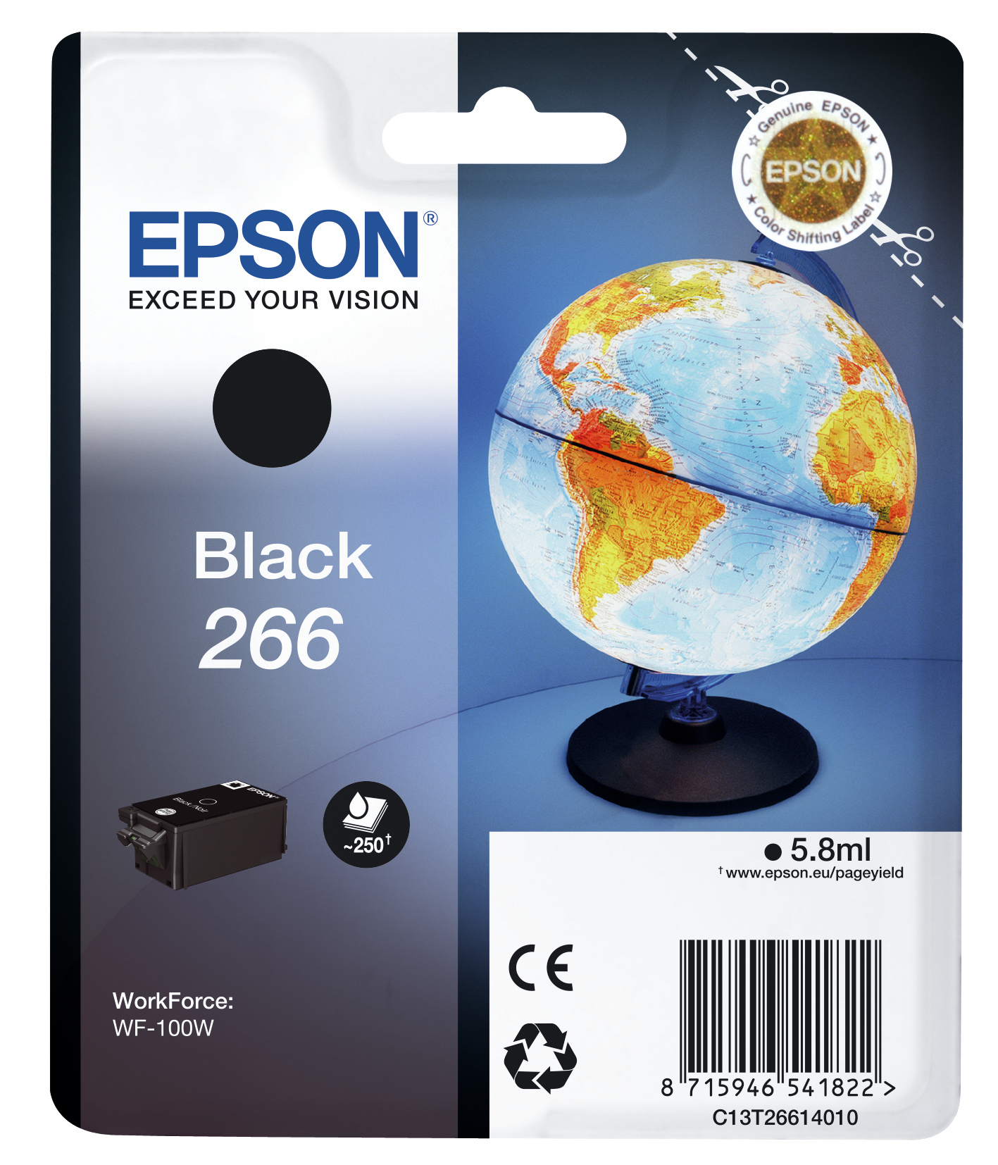 Singlepack Black 266 Ink Cartr Epson Consumer Ink S1 C13t26614010 8715946541822