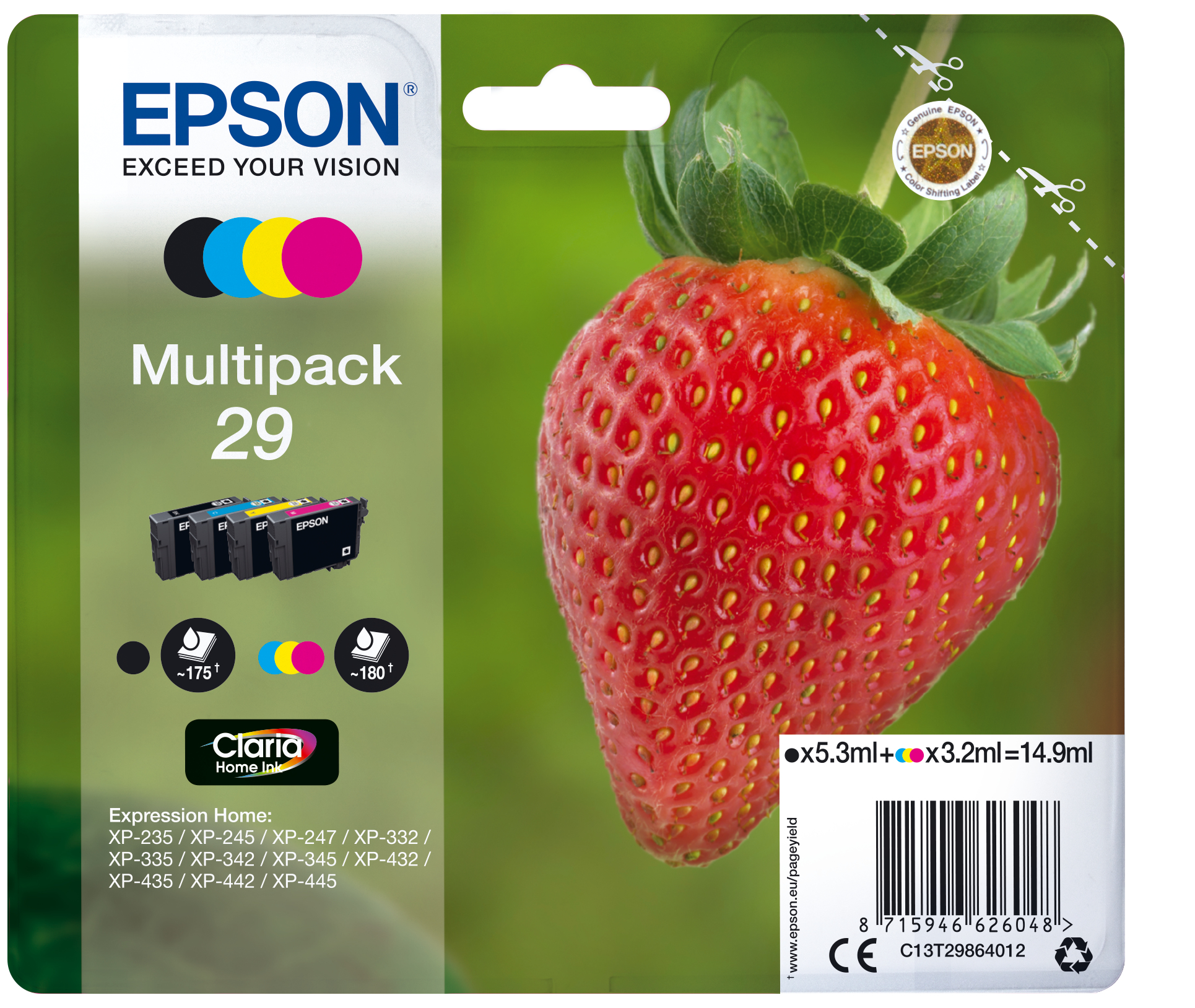 Multipack 4 Col 29 Home Ink Epson Consumer Ink S1 C13t29864012 8715946626048