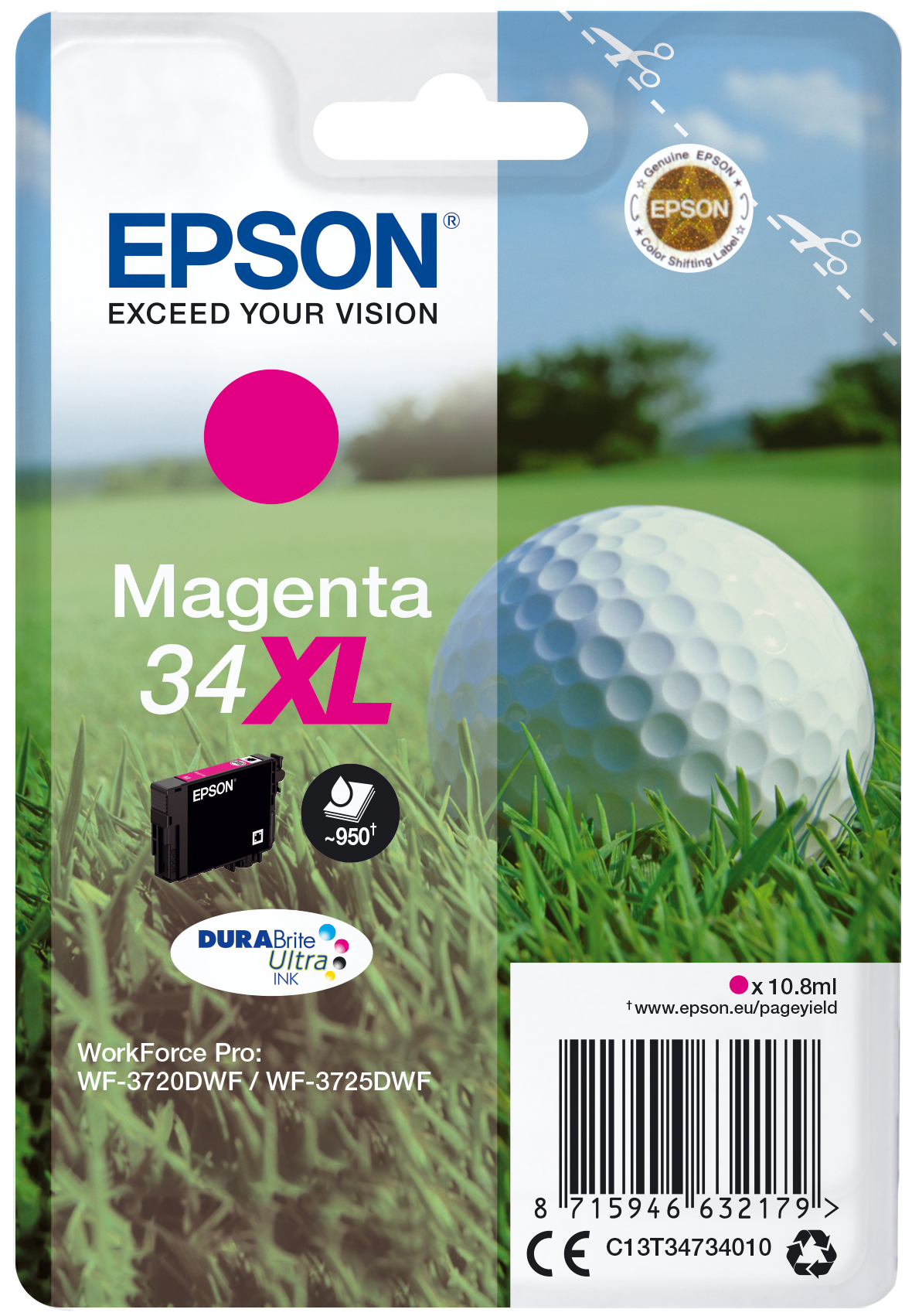 Singlepack Magenta 34xl Epson Consumer Ink S1 C13t34734010 8715946632179