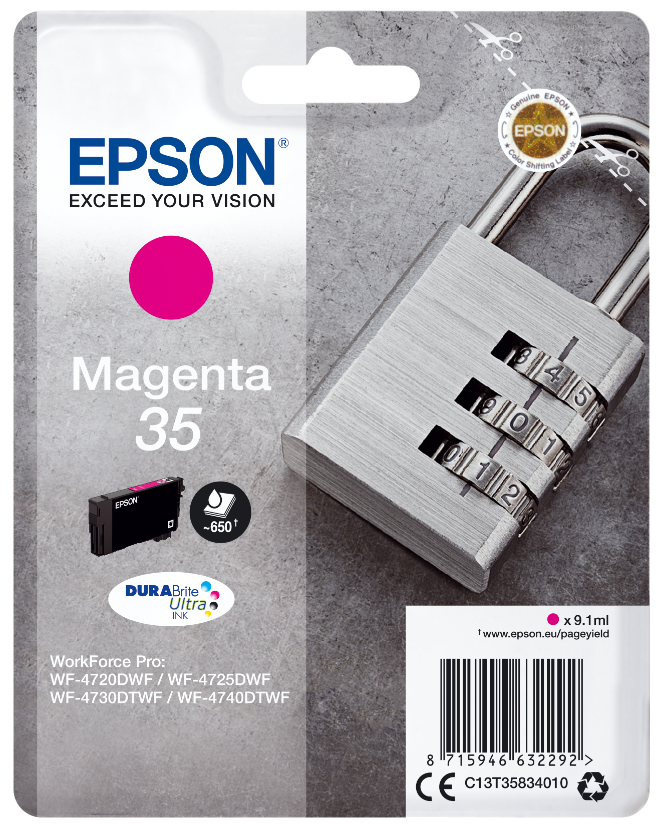 Singlepack Magenta 35 Epson Consumer Ink S1 C13t35834010 8715946632292