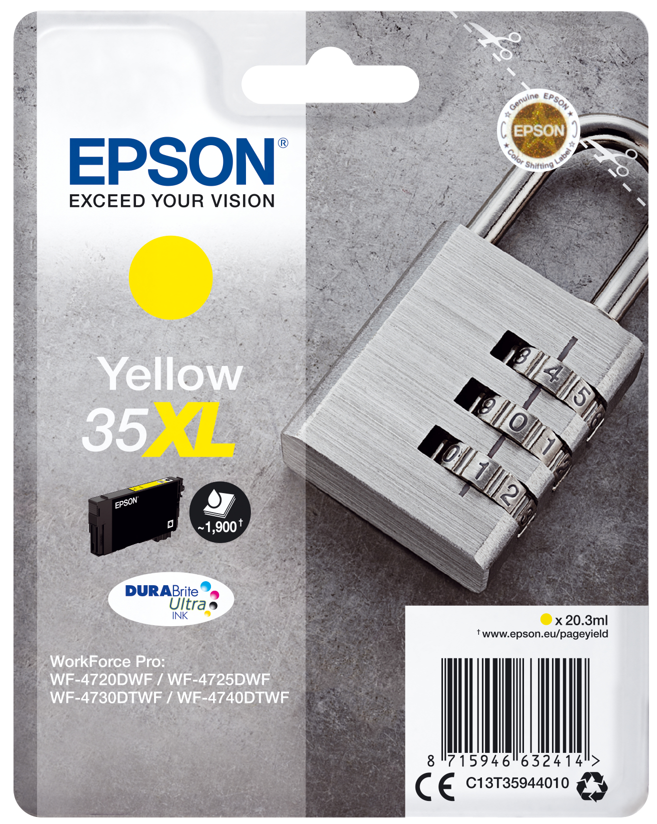 Singlepack Yellow 35xl Epson Consumer Ink S1 C13t35944010 8715946632414