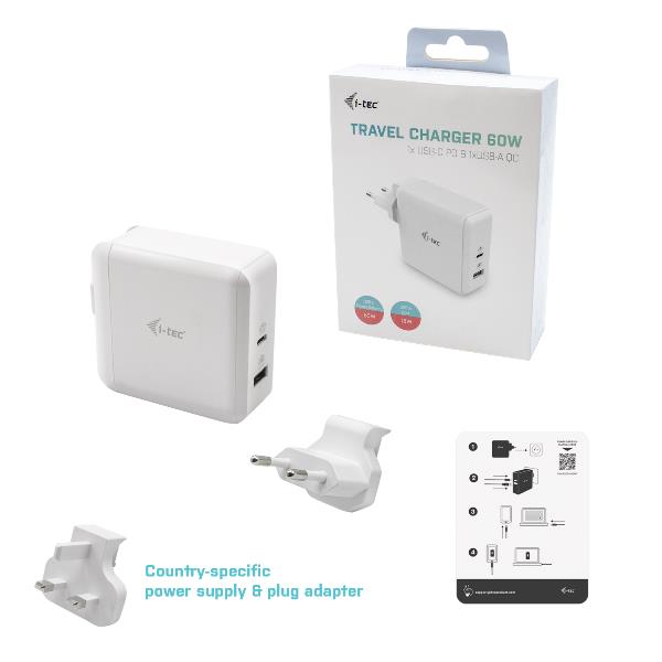 Usb C Travel Charger 60w Usb a 18w I Tec Charger C60wt 8595611703621