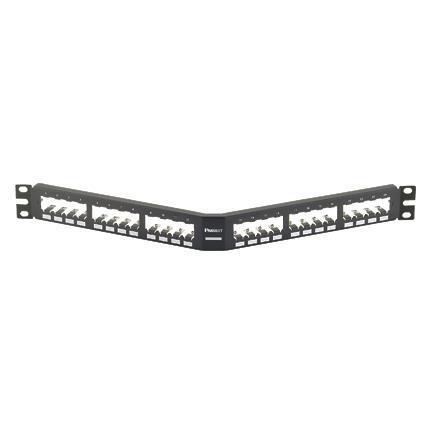 Produttore di connettori e cablaggio, pannello angolare per 24 porta RJ45 in nero, progettato da Panduit per una facile installazione e un facile accesso alle porte 0074983036486 | initpc.it
