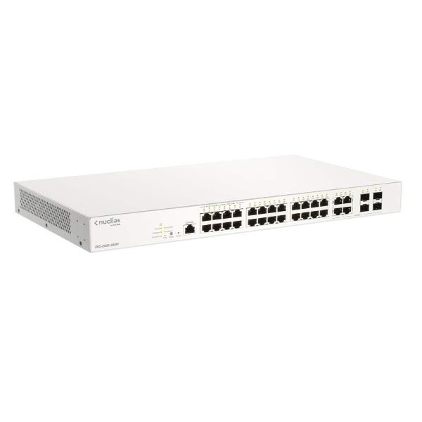 28-porte switch Gigabit con tecnologia PoE+, D-Link Nuclias, alimentazione power-over-Ethernet per dispositivi fino a 30W per porta. 0790069442940 | initpc.it