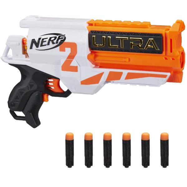 Nerf Ultra Two, arma da guerra giocattolo per bambini e adulti con due tipi di proiettili (dardi standard e dardi turbo) per una maggiore varietà di tiro. Caratterizzata da un design ergonomico e un peso leggero, è facile da utilizzare e da trasportare. 5010993784875 | initpc.it