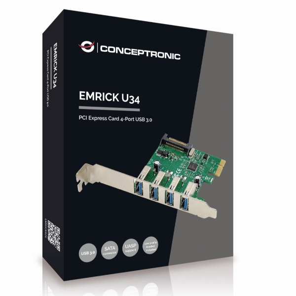 Cartuccia di espansione PCI Express con 4 porte USB 3.0 per aggiungere connessioni veloci a dispositivi esterni. 4015867221969 | initpc.it