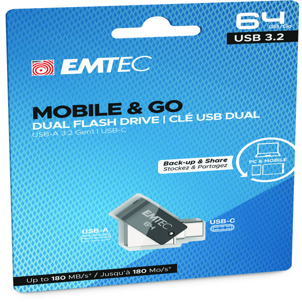Emtec Dual Usb3 2 T260 Type C Ecmmd64gt263c 64gb 3126170173607