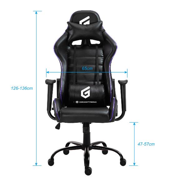 Gaming Chair With Rgb Led Light Bla Conceptronic Eyota02b 4015867226216