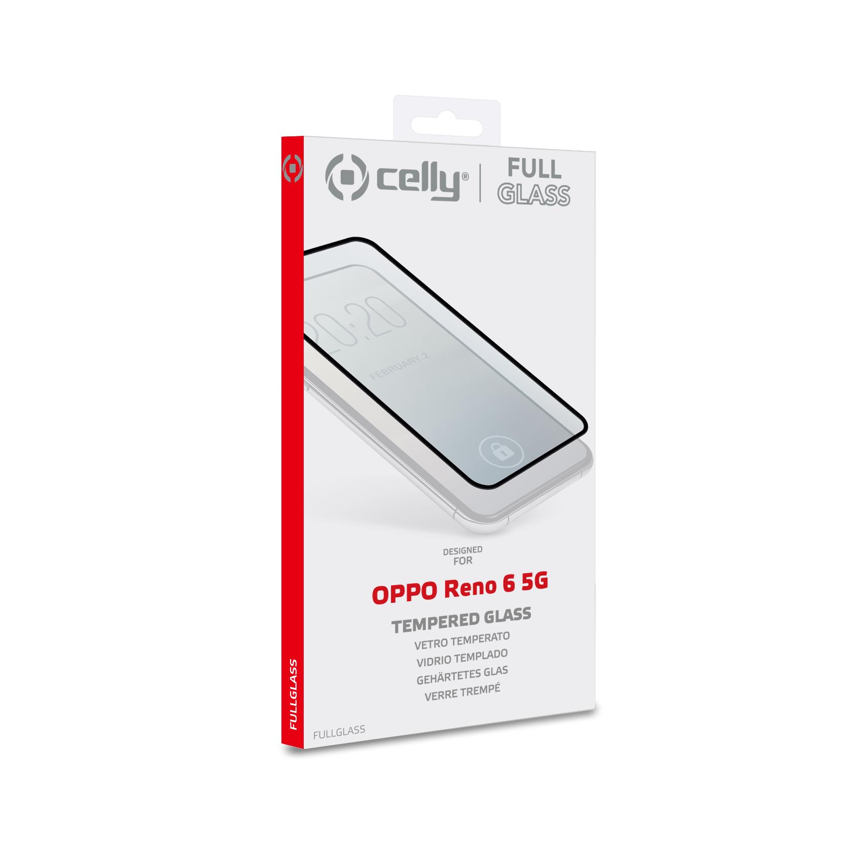FULL GLASS OPPO RENO 6 5G in nero, smartphone di ultima generazione con schermo completamente vetrato e tecnologia 5G. 8021735193043 | initpc.it