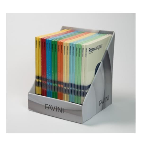 Display pubblicitario Cartotecnica Favini, dimensioni 18 x 30 cm, 9 colori disponibili, finitura satinata con effetto luccico (100ff), peso 90 grammi, adatto per brochure e cataloghi A4. 8007057150162 | initpc.it