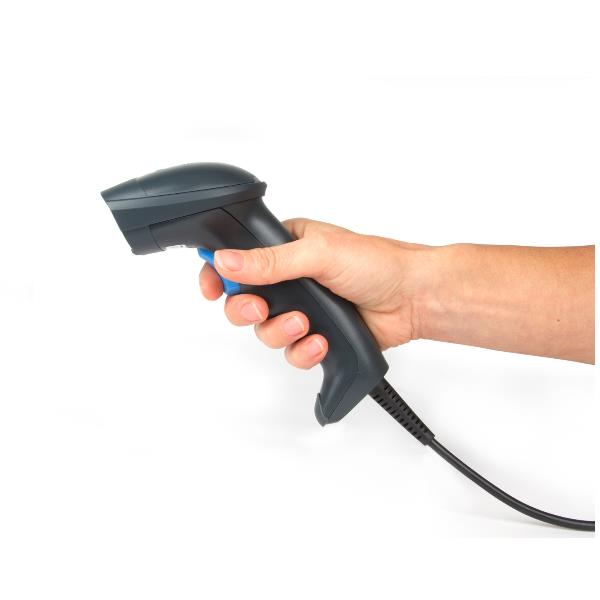 Barcodatore laser a lettura unidirezionale USB, marchio Hamlet, dispositivo di scansione codici a barre professionale con tecnologia laser per la lettura rapida e precisa di codici a barre 1D. 8000130593603 | initpc.it