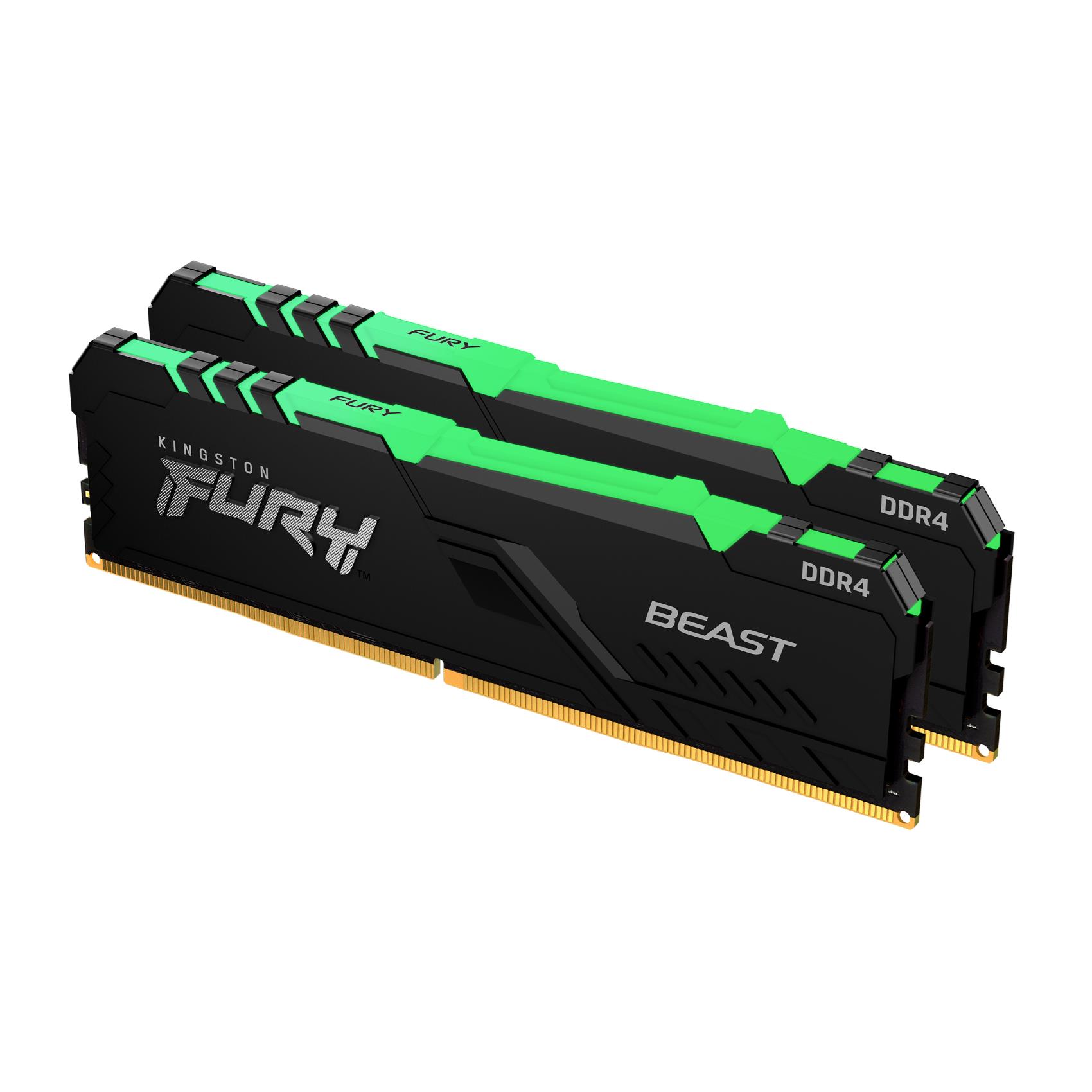 Kit di memoria RAM da 16 GB, velocità 2666 MHz, tipo DDR4, con il marchio Kingston e la denominazione Beast RGB. 0740617319651 | initpc.it