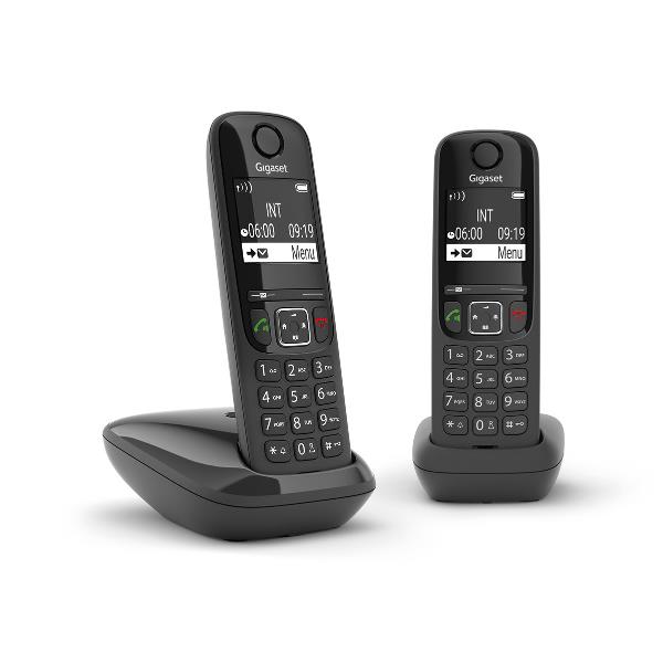 Telefono fissa da tavolo Gigaset AS690 Duo, tecnologia avanzata per comunicare in modo comodo e chiaro, adatto per ambienti domestici. 4250366854830 | initpc.it