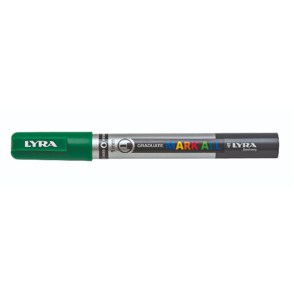Prodotto CF6 Mark All a sferata 1mm verde prato, marchio Lyra. Utilizzato per eseguire segni e disegni precisi. 4084900608012 | initpc.it
