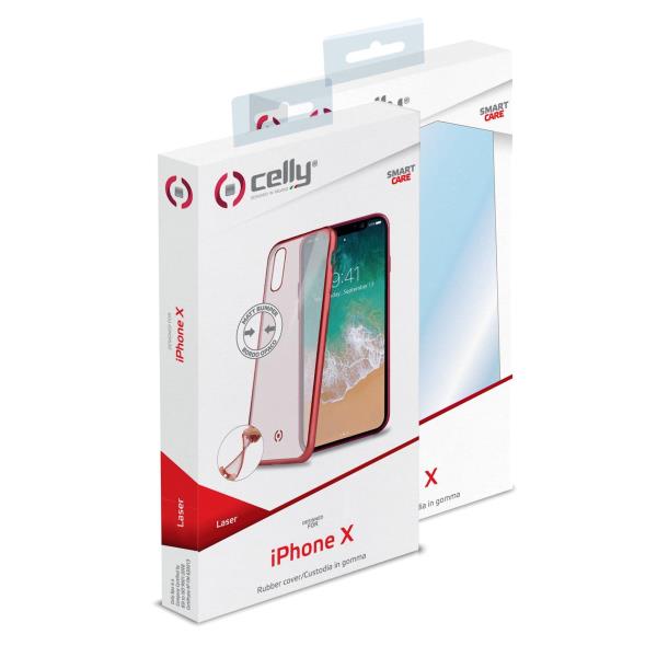 Copertura Laser Matt per iPhone XS/X in colore Rosso, protegge lo schermo del tuo dispositivo da graffi e scalfitture, marchio Celly 8021735730835 | initpc.it