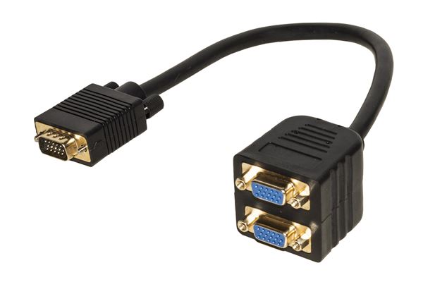 Adattatore Splitter VGA da maschio a maschio di alta qualità per la divisione del segnale video, ideale per proiettori, schermate e altre applicazioni. 8028400039255 | initpc.it