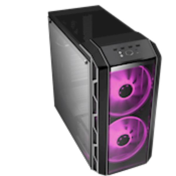 Immagine di un case per computer Cooler Master H500 Iron Grey, con una vista laterale del design moderno e robusto. Il colore principale è l'acciaio grigio. Questa immagine mostra le caratteristiche tecniche e la qualità costruttiva della cornice. 4719512095256 | initpc.it