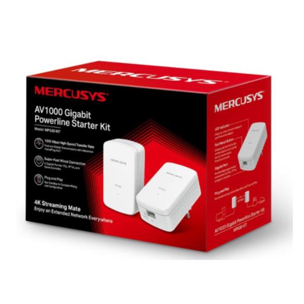 Kit di avvio Powerline AV1000 di Mercusys, dispositivo wireless per la connessione Wi-Fi fissa e mobile. 6935364072681 | initpc.it