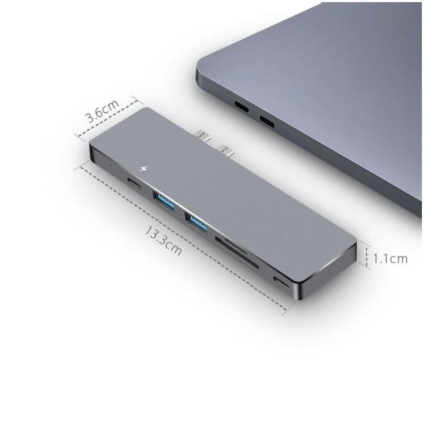 Hub 7 in 1 con porta Type-C, compatibile per MacBook e altri dispositivi, da Nilox. 8051122171279 | initpc.it