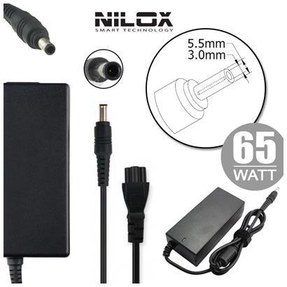 Adattatore di alimentazione per dispositivi Samsung, produzione Nilox, tensione 19V, corrente 3,15A, dimensioni 5,5x3mm. 8059616337347 | initpc.it