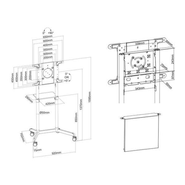 SUPPORTO DA PAVIMENTO IN ACCIAIO con finitura nera, marchio Neomounts by Newstar. 8717371448066 | initpc.it