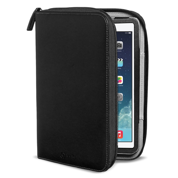 Organizzatore di caso per iPad Air 2013, colore nero, marchio Celly. Protegge e tiene organizzato il tuo dispositivo. 8021735091318 | initpc.it