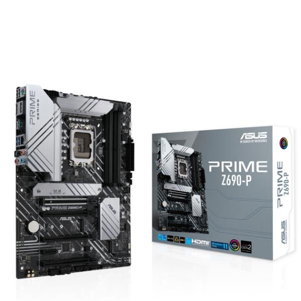 Prodotto fotografato da vicino: scheda madre PRIME Z690-P di ASUS con componenti elettronici integrati, connettori per PC e dispositivo di raffreddamento 4711081469698 | initpc.it