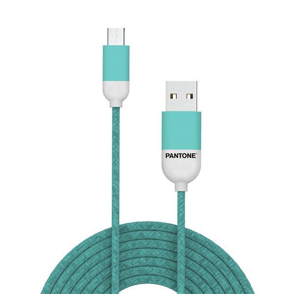 Cavo USB micro in colore blu acqua (cyan) di 1,5 metri dalla marca Pantone. 4713213361115 | initpc.it