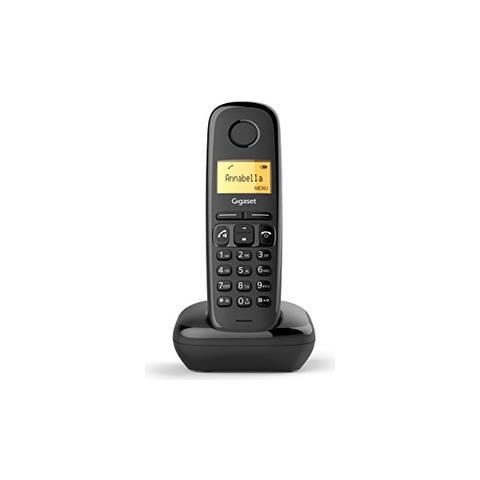 Telefono cordless Gigaset A 270 in nero, composto da ricevitore e base con display, compatibile con tecnologia DECT per una comunicazione sicura e stabile. 4250366850900 | initpc.it