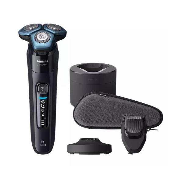 Rasoio elettrico Philips modello 7000 in colore nero, utilizzato per la rasatura della barba e dei capelli del viso. 8710103942443 | initpc.it