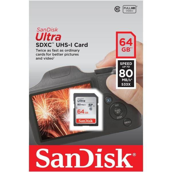 Secure Digital Ultra Sdhc 64gb Sandisk Sdsdunc 064g Gn6in 619659137175