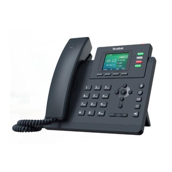Immagine del telefono IP Yealink SIP-T33G, modello con 2 canali SIP, accensione automatica e connessione Gigabit POE. 6938818306073 | initpc.it