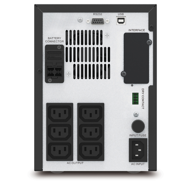 Alimentatore di riserva APC Easy UPS SMV con capacità di 750 VA e tensione di ingresso 230 V, dispositivo per la protezione del carico da interruzioni di alimentazione e guasti. 0731304346562 | initpc.it