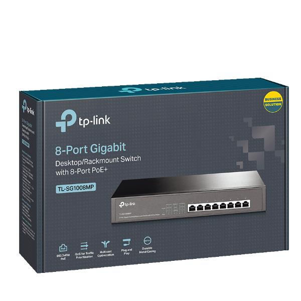 Switch Desktop Rack 8 8 Tp Link Tl Sg1008mp 6935364086770