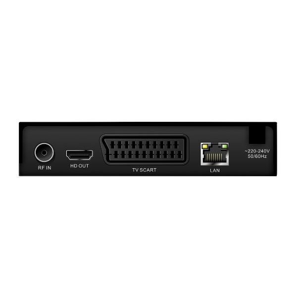Decoder digitale terrestre T2D per ricezione segnali TV DTT, compatibile con standard DVB-T/T2, adatto per uso domestico e professionale. 8099990145091 | initpc.it