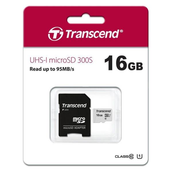 16gb Uhs I U1 Microsd With Adapter Transcend Ts16gusd300s a 760557842064