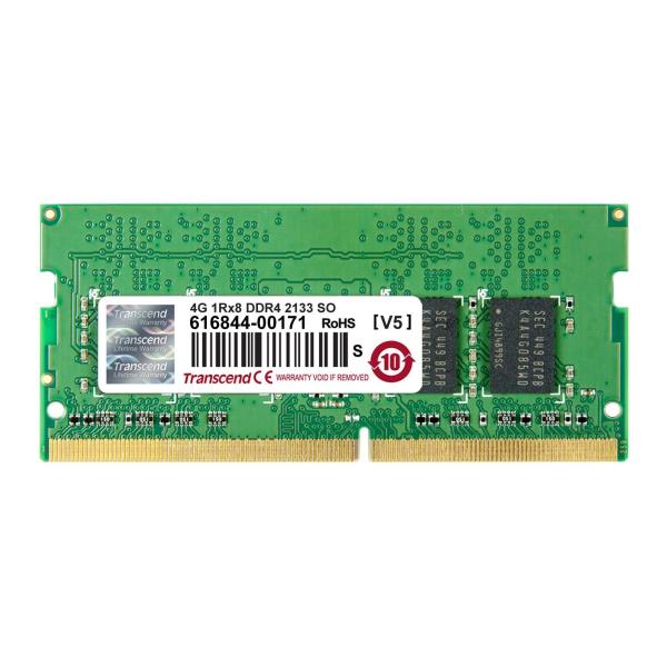 Memoria RAM Transcend 4GB DDR4 2133 MHz, modulo SO-DIMM singolo con tecnologia 1Rx8 per computer portatili e dispositivi embedded. 0760557831594 | initpc.it