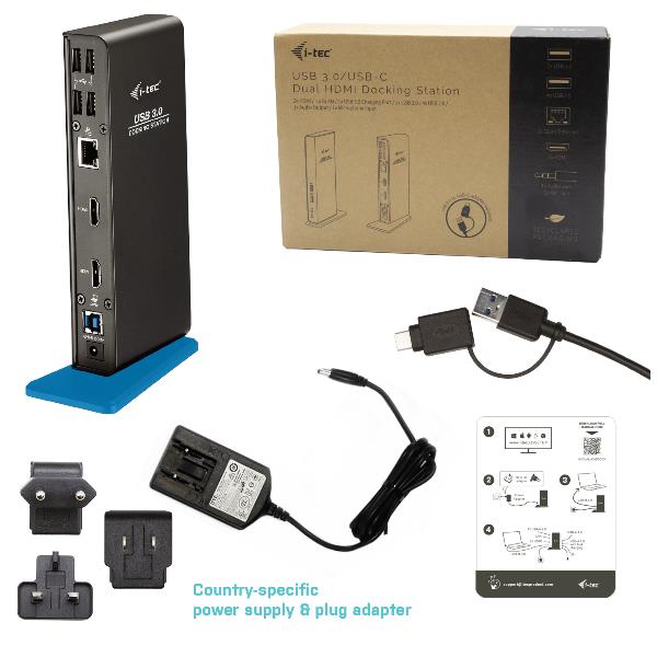 Prodotto di alta velocità per trasferimenti dati veloci, compatibile con USB 3.0 e USB-C, dotato di due porte HDMI per connessione a schermi esterni, marchio: I-Tec. 8595611703843 | initpc.it