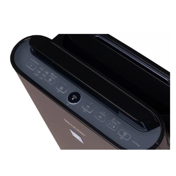 Immagine un apparecchio di purificazione e umidificazione dell'aria, con design moderno e colori neutri. Il prodotto è il Purific/umidif ioni 26M3 marrone della marca Sharp, ideale per creare un ambiente salutare e confortevole in ogni stanza della casa. 4974019102047 | initpc.it