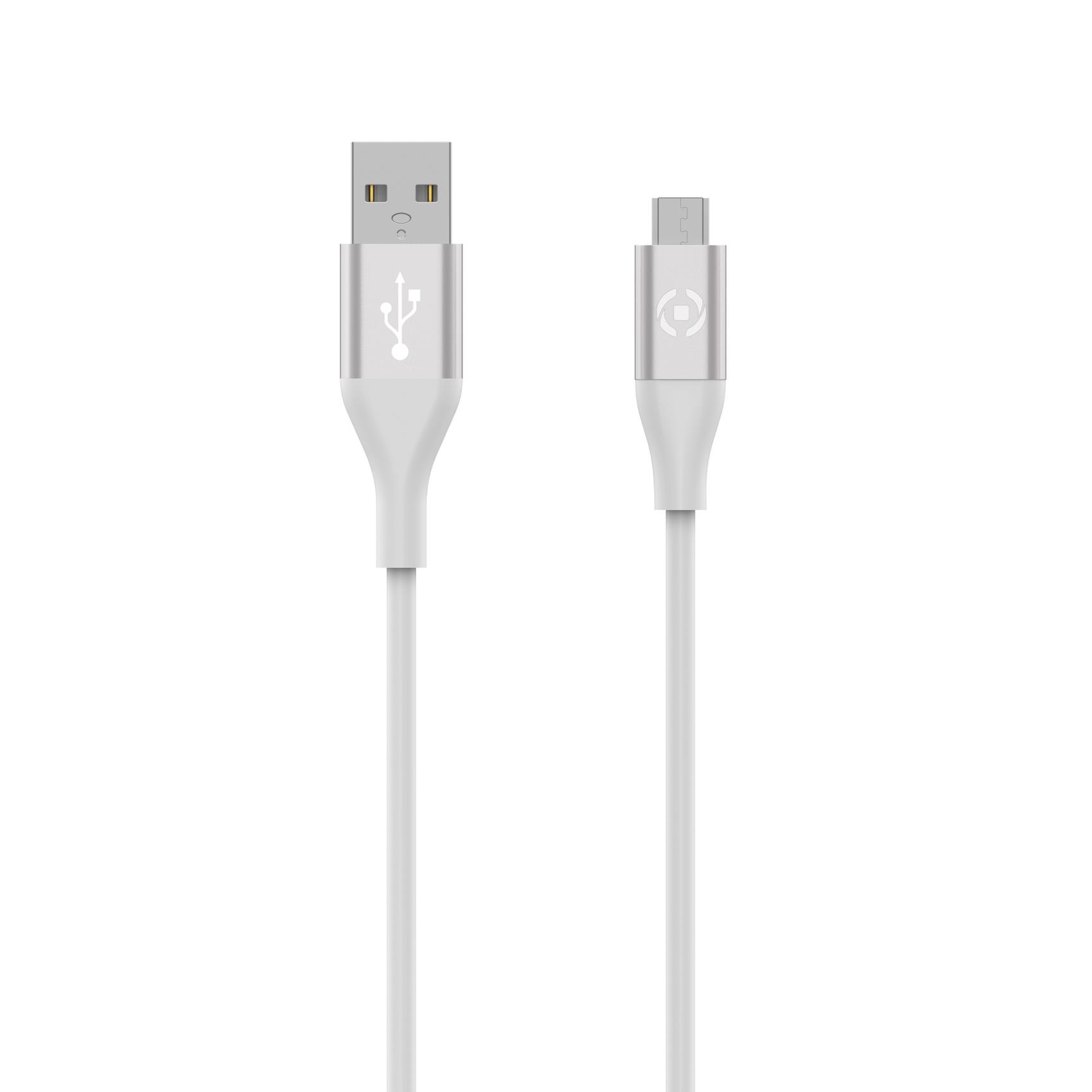 Cablaggio da USB-A a Micro-USB con potenza di 12W, colore bianco. Adatto per caricare dispositivi compatibili. 8021735195931 | initpc.it