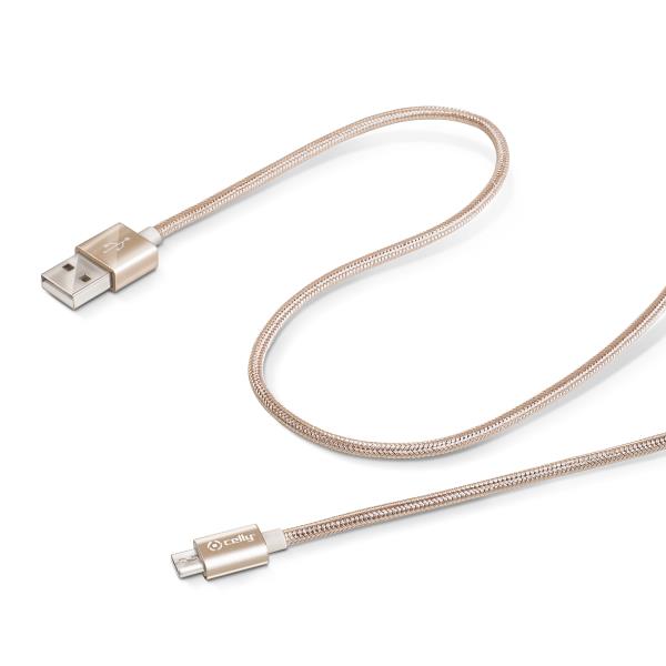 Usb Cable Micro Textile Gold Celly Usbmicrotexgd 8021735113782