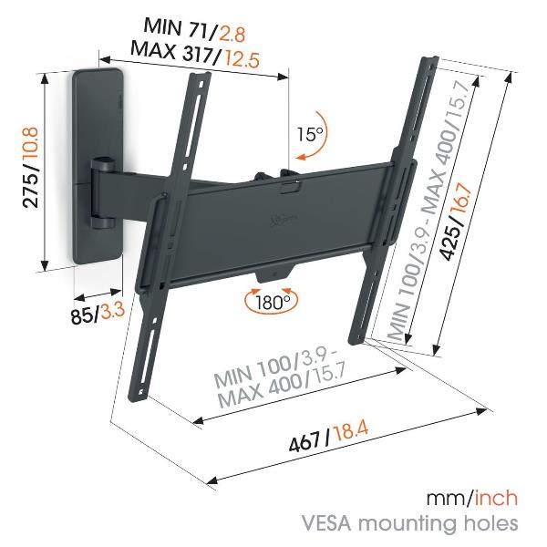 TV Motion 1423 Full Motion Medium 32-65 pollici, montaggio per schermo da 32 a 65 pollici, marchio Vogels. 8712285349249 | initpc.it