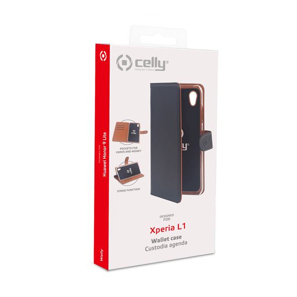 Wally Case Sony Xperia L1 Black Celly Wally719 8021735740599