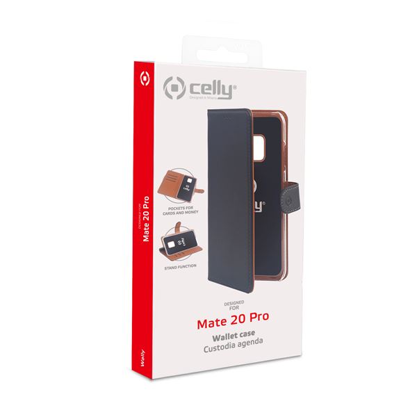 Copertura per Huawei Mate 20 Pro in pelle nera Wally Case, protezione alta qualità e stile, facile da installare 8021735745853 | initpc.it