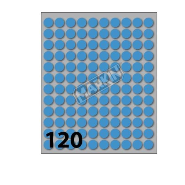 Etichetta rotonda blu, diametro 10mm, marca Markin (CF1200) 8007047035196 | initpc.it