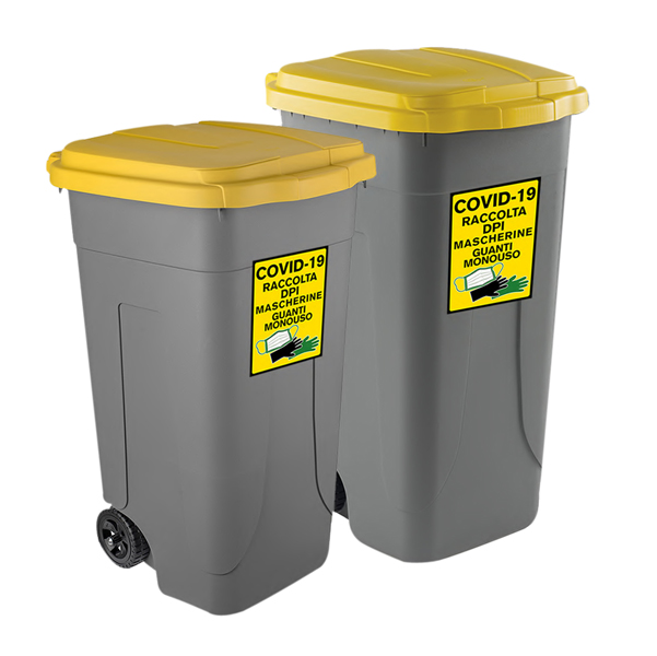 Bidone Mobile 80lt Grigio C Coperchio Giallo Kit Emergenza Covid 19 80co Gia 8004331000830